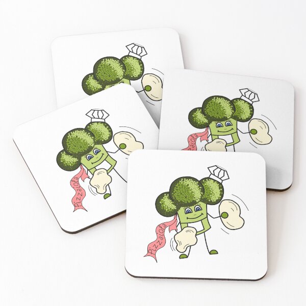 Item preview, Smiling broccoli pizzaiolo, cheerful vegetable character designed and sold by KosaUA.
