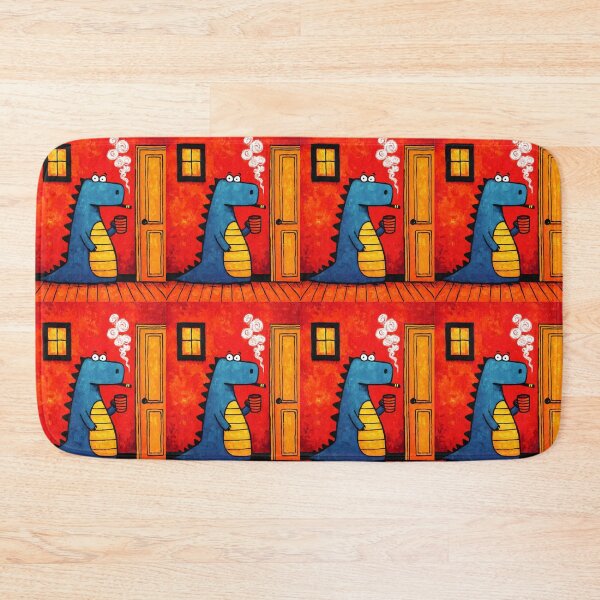 Item preview, Blue Dino Sipping Coffee and Puffing Cigar Like It Owns the Red Room designed and sold by OlfactoART Studio.