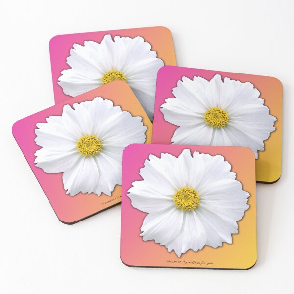 Item preview, A white cosmos flower with greetings designed and sold by Ekirlufly.