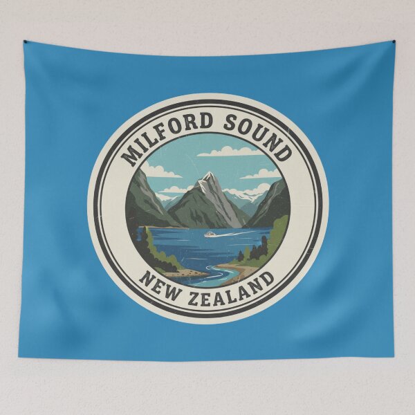 Item preview, Milford Sound Waterfall and Boat Sticker designed and sold by The Digital Compass.