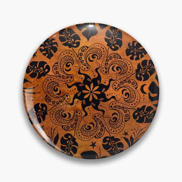 Item preview, monstera mandala - black on rough copper designed and sold by kobyakov.