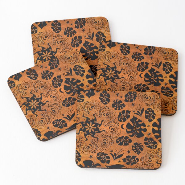 Item preview, monstera mandala - black on rough copper designed and sold by kobyakov.