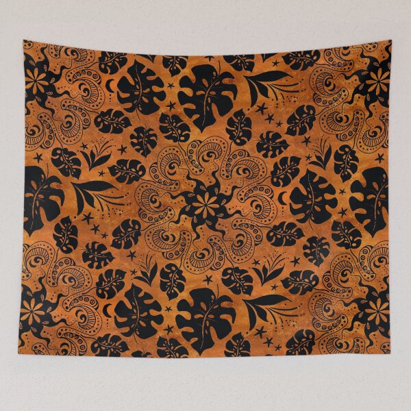 Item preview, monstera mandala - black on rough copper designed and sold by kobyakov.