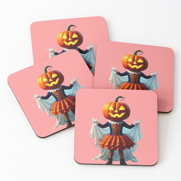 Item preview, smiling pumpkin girl with her halloween dress, cute pastel ghost sheet designed and sold by RISE Creations.