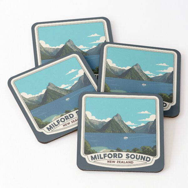 Item preview, Retro Milford Sound Postcard Sticker designed and sold by The Digital Compass.
