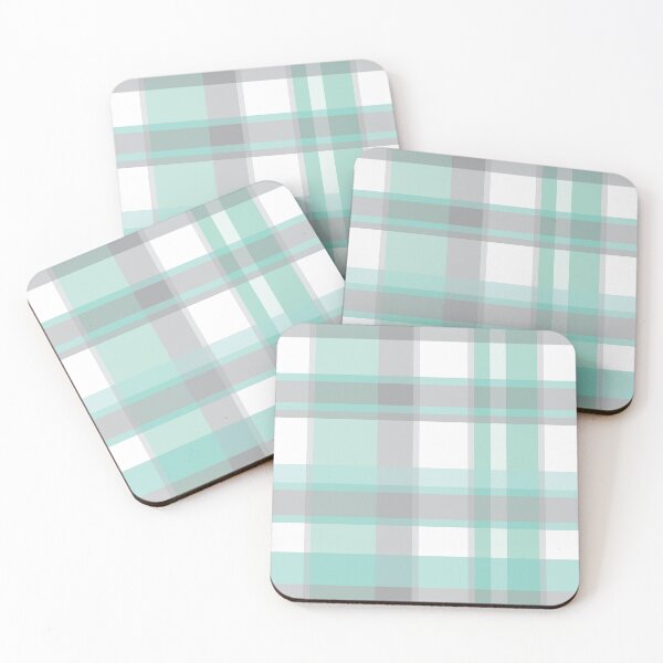 Item preview, Winter Plaid Pattern in Pastel Turquoise Blue-Green with White and Gray designed and sold by Angela Dow.