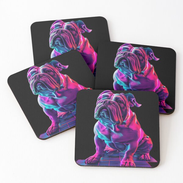 Item preview, Vaporwave Bulldog | Retro Neon Dog Art in Cyan and Pink Tones designed and sold by Naturalite19.