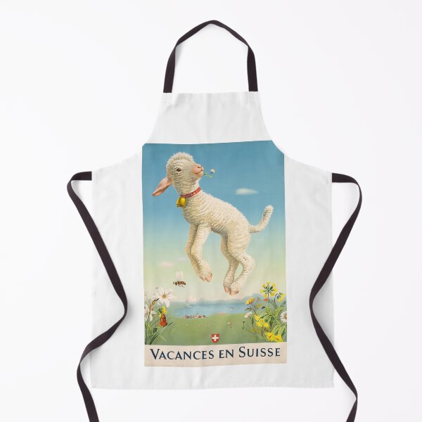 Item preview, Vintage Swiss Travel Poster Flying Lamb Sheep Vacances en Suisse designed and sold by TeeARTHY.