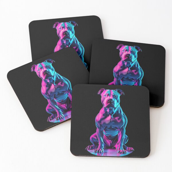 Item preview, Pitbull | Retro Neon Dog Art in Cyan and Blue Tones designed and sold by Naturalite19.