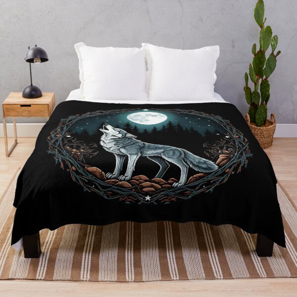 Item preview, Majestic Wolf Under Full Moon with Forest Frame designed and sold by SamSupershirt.