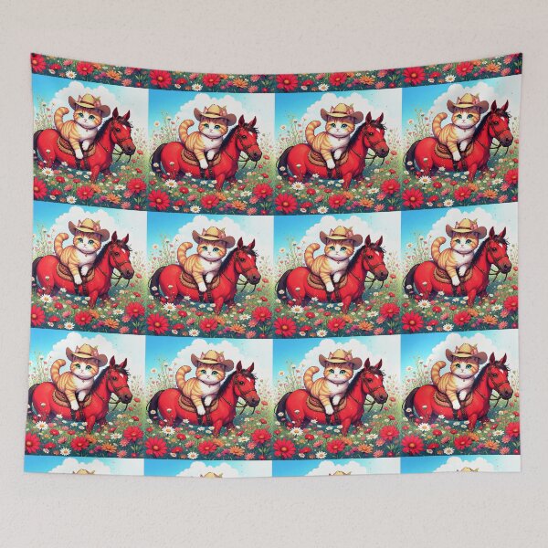 Item preview, The cat sitting on the red horse, the symbol of 2026. designed and sold by Natalia-Vlad.