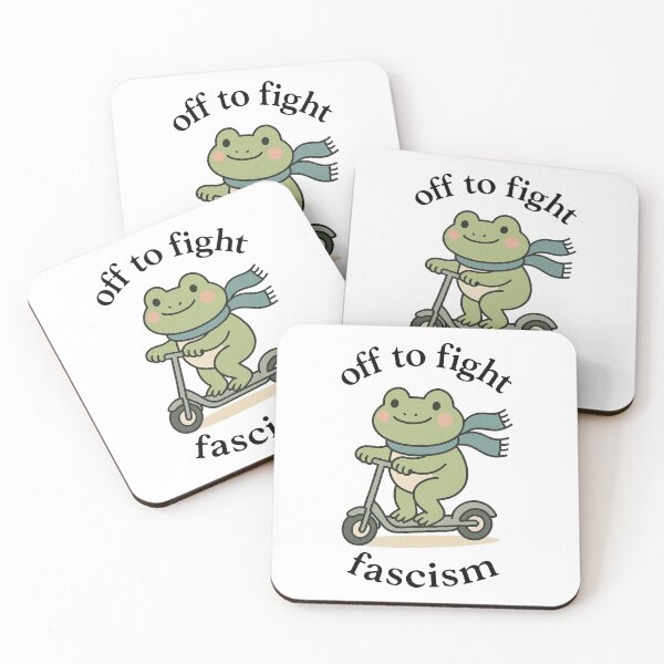 Item preview, Off to Fight Fascism Portland Frog - Protest Frog Scooter designed and sold by loupglouglou.