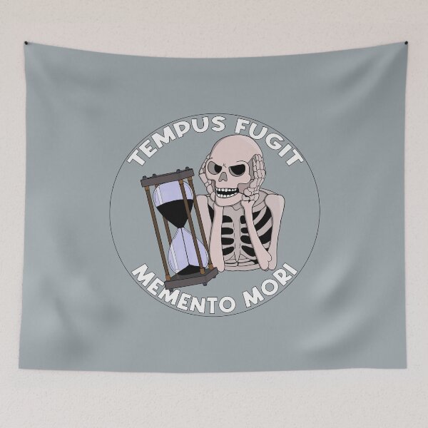 Item preview, Tempus Fugit Skeleton Memento Mori Hourglass designed and sold by shopdiego.