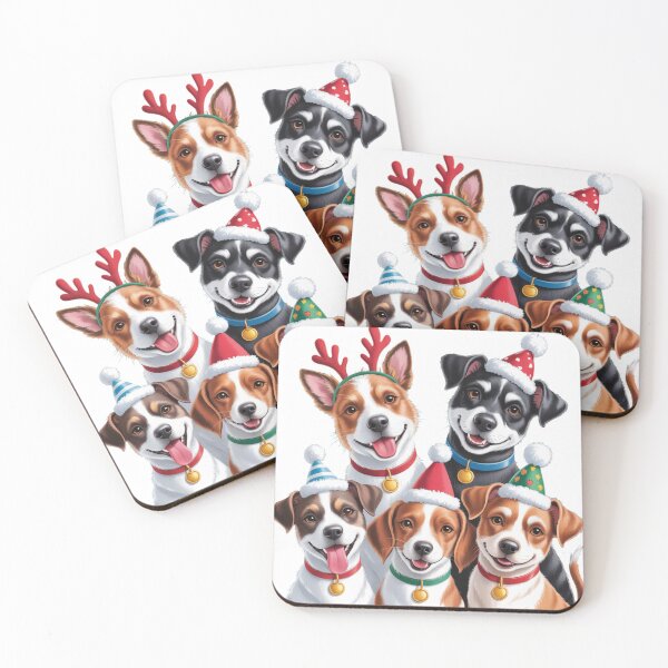 Item preview, Cute Happy Christmas Dogs designed and sold by NicolasGlowArt.