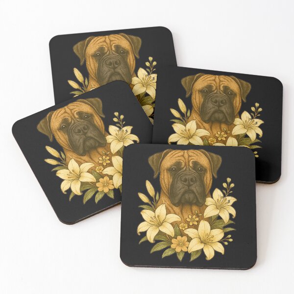Item preview, Dogo with Lilies | Hand-Drawn Warm Toned Dog Art for Animal Lovers designed and sold by Naturalite19.