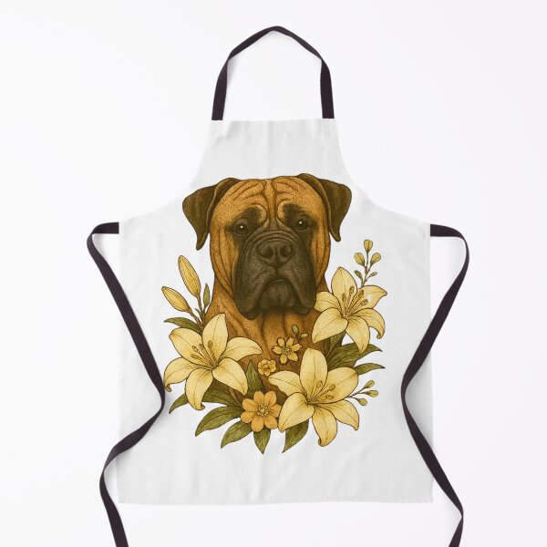 Item preview, Dogo with Lilies | Hand-Drawn Warm Toned Dog Art for Animal Lovers designed and sold by Naturalite19.