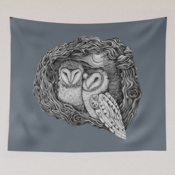 Item preview, Graphite and Ink Moolight Owls designed and sold by Christina Plumb.