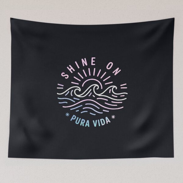 Item preview, SHINE ON - PURA VIDA Line Sketch Waves & Sunshine - Neon multi-tone designed and sold by Big Bang Canvas.