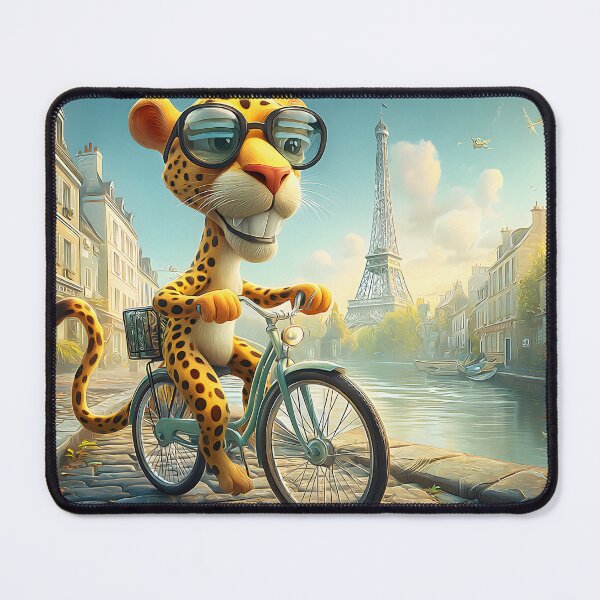 Item preview, Happy Leopard on a Bicycle by the Eiffel Tower designed and sold by Artessie.