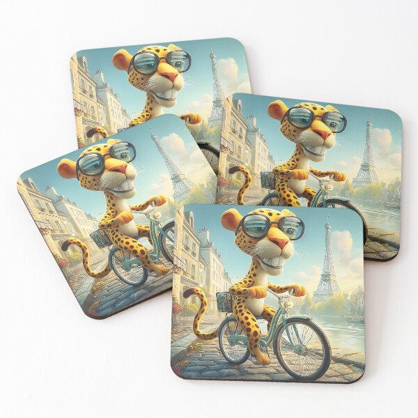 Item preview, Happy Leopard on a Bicycle by the Eiffel Tower designed and sold by Artessie.