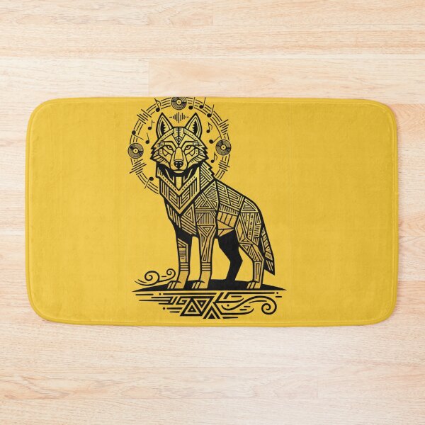 Item preview, Yellow Wolf Totem — Tribal Rhythm Emblem designed and sold by The Digital Compass.