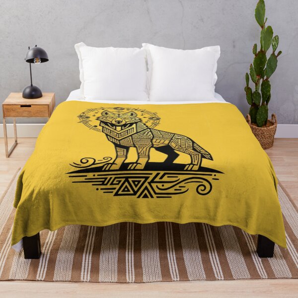 Item preview, Yellow Wolf Totem — Tribal Rhythm Emblem designed and sold by The Digital Compass.