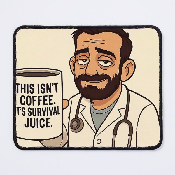 Item preview, Funny Exhausted Doctor - "This Isn't Coffee, It's Survival Juice designed and sold by DoctorMood.