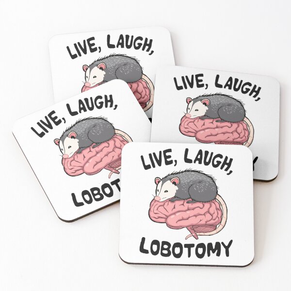 Item preview, Live Laugh Lobotomy Funny Opossum on brain designed and sold by SkeletonsDanger.