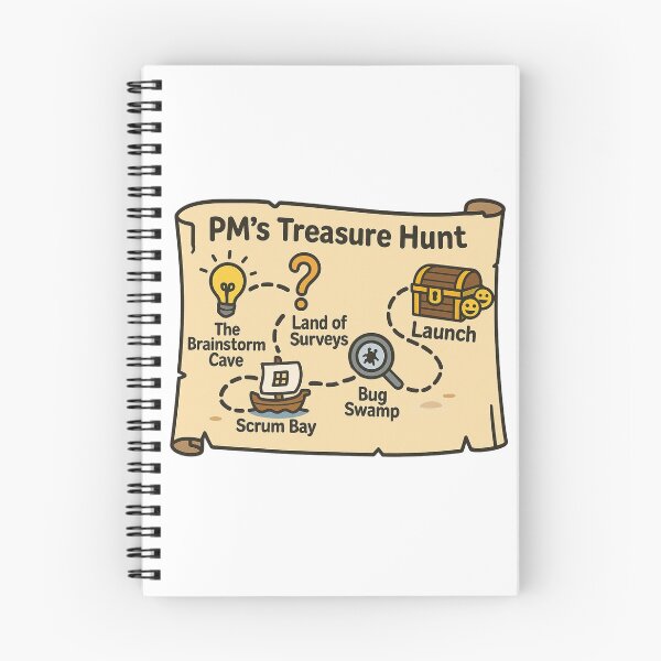 Item preview, PM’s Treasure Hunt – Funny Product Manager Roadmap designed and sold by MinimumViableMeme.