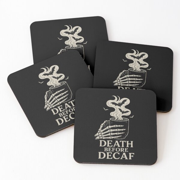 Item preview, Death Before Decaf Skeleton Hand Holding Coffee Mug designed and sold by davidjulie.