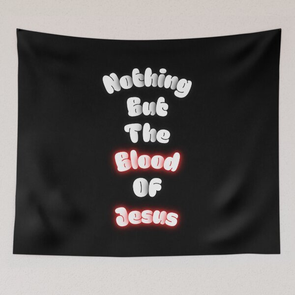 Item preview, Nothing But The Blood Bubble Letter Design – White, Black & Red Christian Streetwear designed and sold by SupremeTeez.