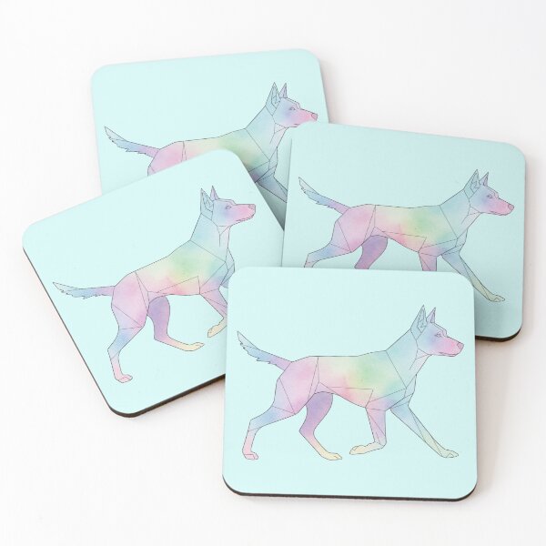 Item preview, Walking Dog Silhouette Geometric Watercolor Pastel designed and sold by bsbd-action.