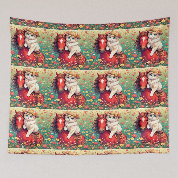 Item preview, The cat sitting on the red horse, the symbol of 2026. designed and sold by Natalia-Vlad.