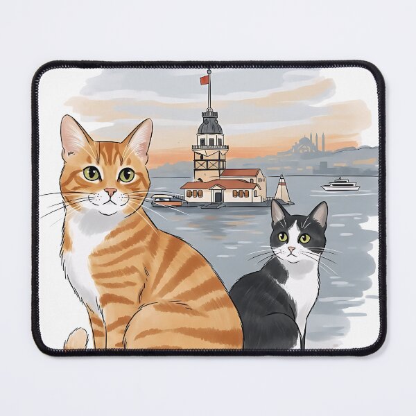 Item preview, Istanbul Cats – Soft Aesthetic Illustration with the Maiden’s Tower designed and sold by Ascend777.