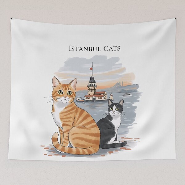 Item preview, Istanbul Cats – Soft Aesthetic Illustration with the Maiden’s Tower designed and sold by Ascend777.