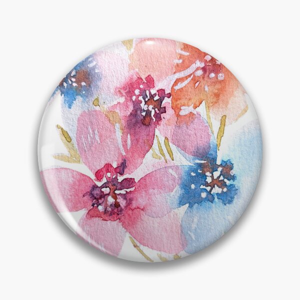 Item preview, Pink Blue and Orange Watercolor Flowers designed and sold by Kara Draws.
