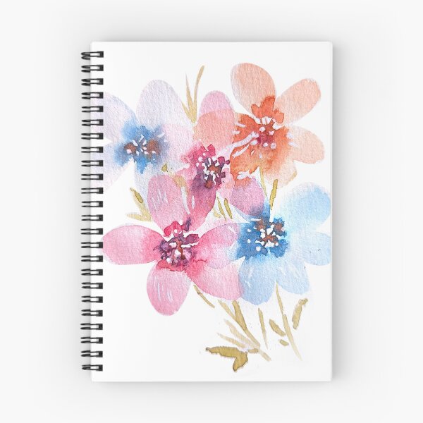 Item preview, Pink Blue and Orange Watercolor Flowers designed and sold by Kara Draws.