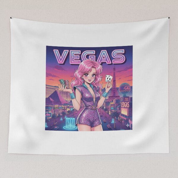 Item preview, Retro Anime Girl Cute Vegas EE.UU Travel 80s Design designed and sold by ANIMEX00.