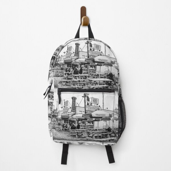 Item preview, Nathans Famous Frankfurters On The Coney Island Boardwalk Black and White designed and sold by Kay Brewer.