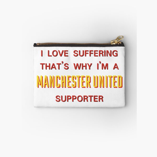 Aperçu de l'œuvre J'aime souffrir, c'est pourquoi je suis un supporter de Manchester United créée et vendue par Niche Fandoms R Us.