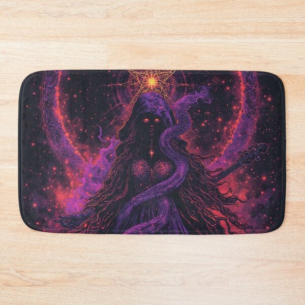 Item preview, Cosmic Serpent Ascendant: Goth Witch Goddess in Neon Nebula | Dark Fantasy Celestial Art designed and sold by David R Sawin The Architects Of Eden.