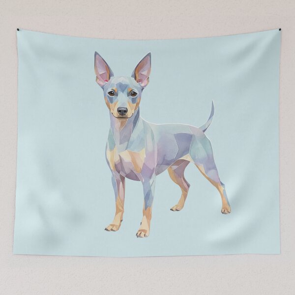 Item preview, Miniature Pinscher Pastel Blue Polygonal Watercolor designed and sold by bsbd-action.