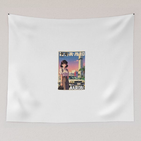 Item preview, Retro Anime Girl Cute Nairobi Kenya Travel 80s Design designed and sold by ANIMEX00.