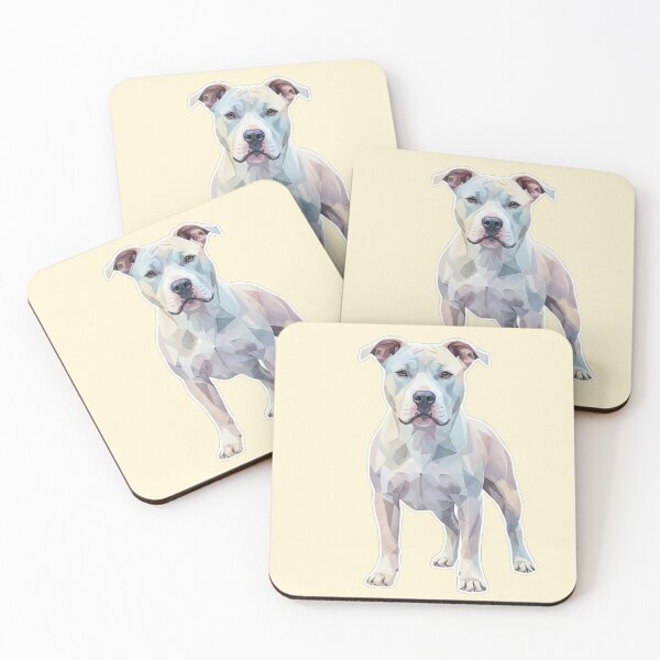 Item preview, Pitbull AmStaff Watercolor Polygonal Modern White designed and sold by bsbd-action.