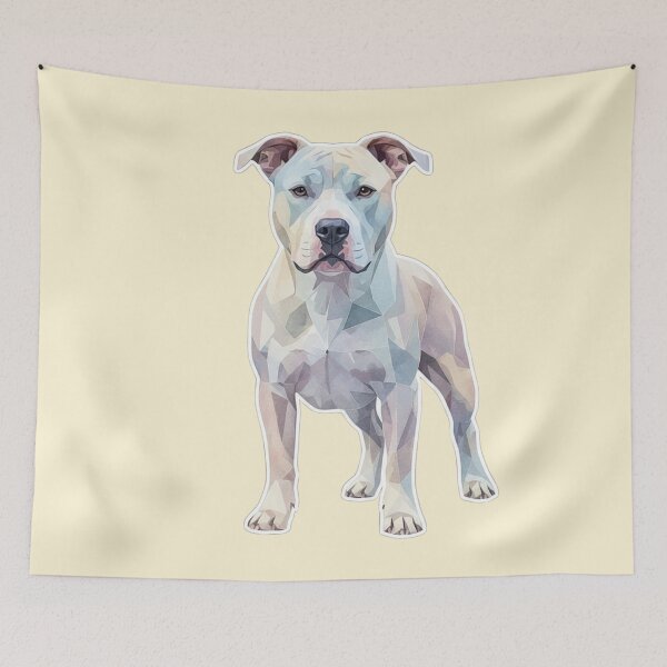 Item preview, Pitbull AmStaff Watercolor Polygonal Modern White designed and sold by bsbd-action.