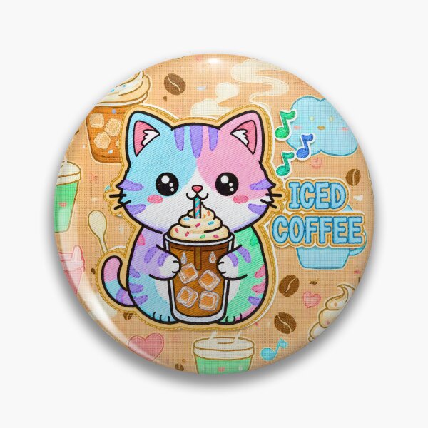 Item preview, Multicolor Chibi Kitten Embroidery Ice Cream Coffee Kawaii designed and sold by JOSTH.