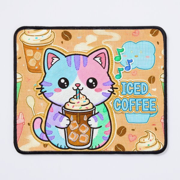 Item preview, Multicolor Chibi Kitten Embroidery Ice Cream Coffee Kawaii designed and sold by JOSTH.