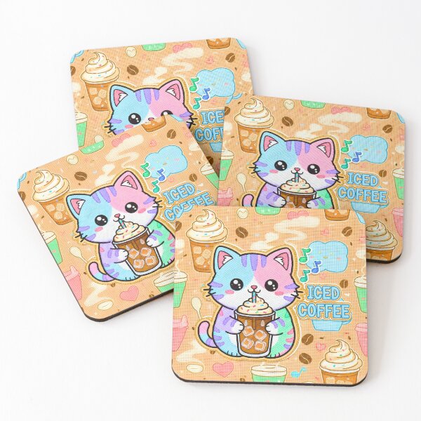 Item preview, Multicolor Chibi Kitten Embroidery Ice Cream Coffee Kawaii designed and sold by JOSTH.