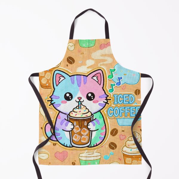 Item preview, Multicolor Chibi Kitten Embroidery Ice Cream Coffee Kawaii designed and sold by JOSTH.