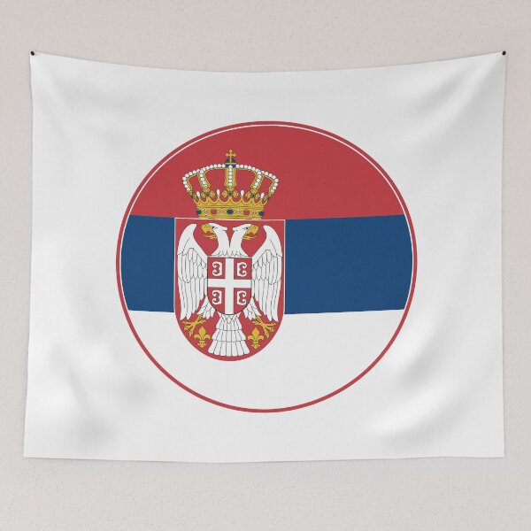 Artikelvorschau, Serbien Flagge Kreis Rot Blau Weiß Adler Krone entworfen und verkauft von NTGUILTY.